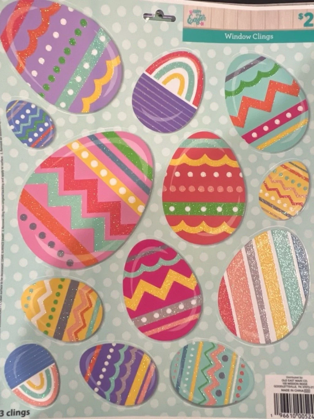 Happy Easter Window Clings - Bunny & Colorful Eggs